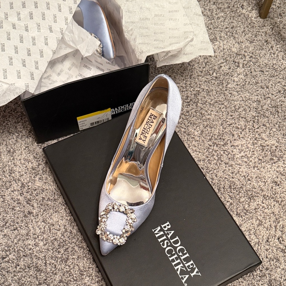 Badgley Mischka Silver Embellished Heels